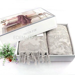 Набор жаккардовых полотенец Maison D'or Sanda Beige Бежевый, 50х100-1шт,85х150-1шт