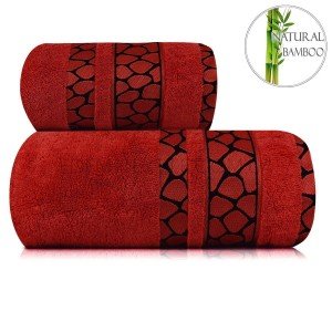 Турецкое полотенце из бамбука Tasli Жираф Бордовый, 50х90
