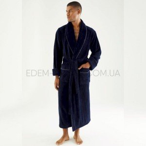 Мужской длинный Халат без капюшона Nusa 7235 Темно-синий, L/XL