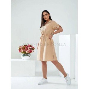 Платье рубашка штапель на лето Jen 02221 Бежевый, M