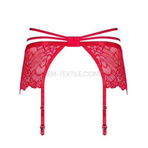 Кружевной Пояс для чулков Obsessive Loventy Красный, S/M