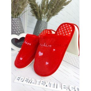 Домашние Тапочки Закрытые Fashion Сердечки Красный, 36/37