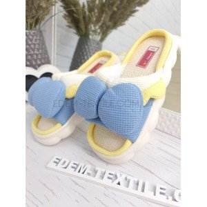 Открытые тапочки шлепанцы для дома Бант 658 Голубой, 36/37
