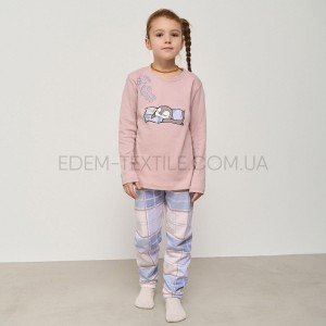 Пижама на девочку подростка Клеточка 95219 Пудровый, Рост 128-134 (8-9 лет)