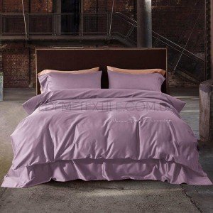 Набор сатиновой постели с вышивкой Bella Villa T-0015 Сиреневый, Евро