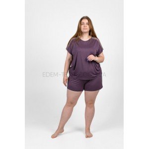 Женская Пижама с шортами из вискозы Батал 1727-92 Мокко, 1XL