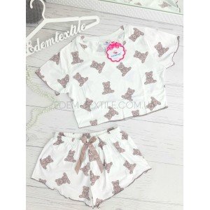 Милая пижама Топ и Шорты Мишки Тедди 231 Белый, S