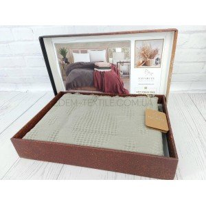 Вафельное летнее покрывало с бахромой Favorite Хаки, 200х240