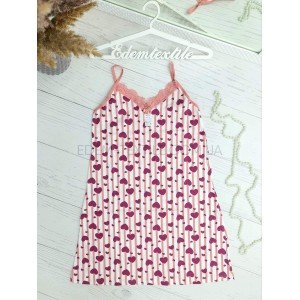 Ночнушка на бретелях HNX Полоска Сердечки