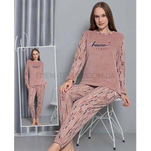 Теплая пижама флис кофта и джоггеры 20630 Какао, M