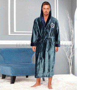 Мужской халат с капюшоном Велсофт Winsom 302 сизый, L