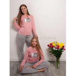 Молодежная женская пижама Coffee & Cats 96751 Розовый, S