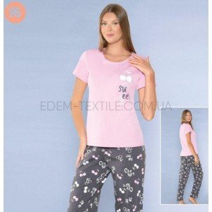 Піжама футболка и штаны Sweet Cherry 6725 Розовый, M