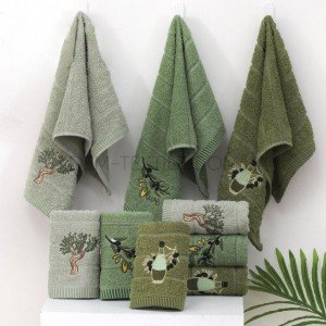 Махровое Кухонное полотенце Оливки Colorful Оливковый, 32х72