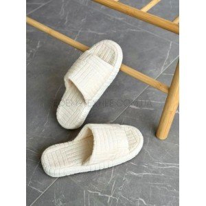 Женские махровые тапочки на платформе Twins Молочный, 36/37