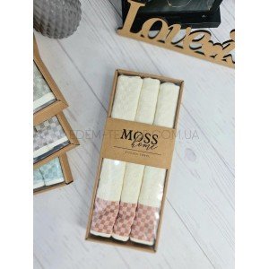 Кухонные Вафельные полотенца в коробке Moss Кремовый, 45х70-3шт