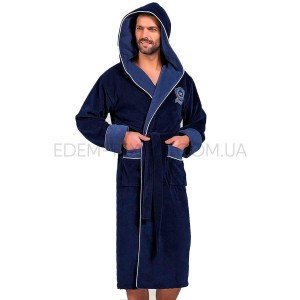 Халат велюровый мужской Nusa 7160 бамбуковый Синий, L/XL