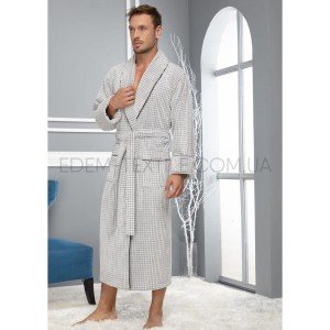 Изысканный мужской халат с воротником Nusa 2985 Серый, 3XL