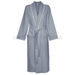 Мужской халат из вафельной ткани Люкс Ярослав Серый, XL/2XL