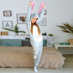 Пижама Кигуруми Серый Заяц Big ears , Рост 170-185 (XL)