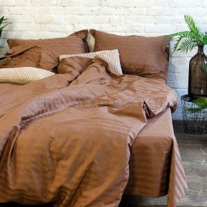 Сатиновый пододеяльник однотонный Stripe Viluta 75 Какао, 200х220