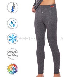 Мужские термо кальсоны с манжетом Cotpark 9002 Серый, XL