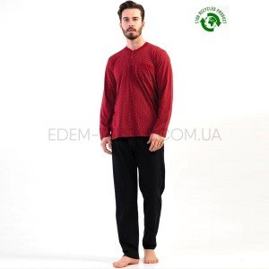 Мужской пижамный комплект Батал Gazzaz 201600 Бордовый, 4XL