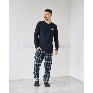 Мужской костюм для дома со штанами в клетку 93377 Темно-синий, 2XL