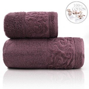 Турецкое махровое полотенце Floral Hanibaba Сливовый, 100х150