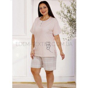 Женский комплект Футболка и Шорты Батал 3063 Персиковый, 3XL