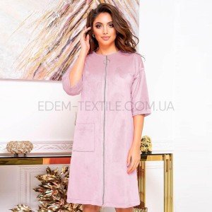 Халат на молнии для женщин Велюр Lingerie 170477 Пудровый, 2XL