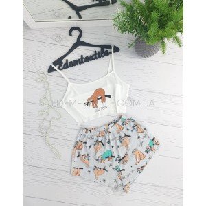 Летняя Пижама топ и шоры Saimeiqi Ленивец Серый, XL