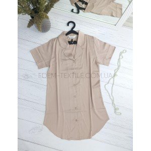 Сатиновый легкий халат рубашка Vienetta 5330 Бежевый, XL