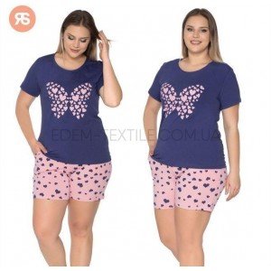Пижама Батал Футболка и Шорты Бабочка 4699 Синий, 3XL