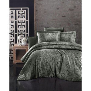 Красивое Постельное белье сатин Reagen Dark Green , Евро