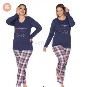 Женская пижама со штанами Rubina 4703 Батал Синий, 3XL