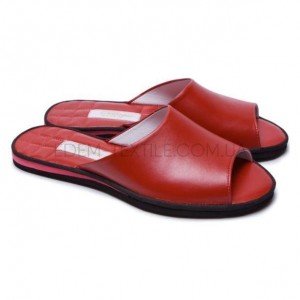 Открытые тапочки в гладкой коже Pellagio 5641 Красный, 38