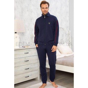 Мужской трикотажный костюм на змейке 39503 Синий, XL
