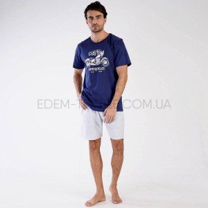 Хлопковый мужской комплект с шортами 310126 Синий, 2XL