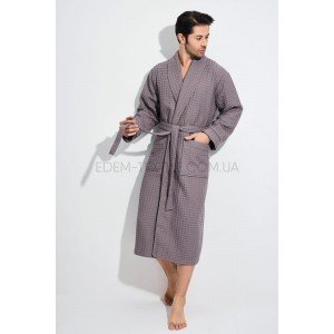 Халат вафельный мужской на запах Nusa 1410 Какао, 3XL