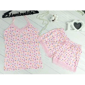 Пижама Майка и Шорты HNX с принтом Носочки Розовый, L