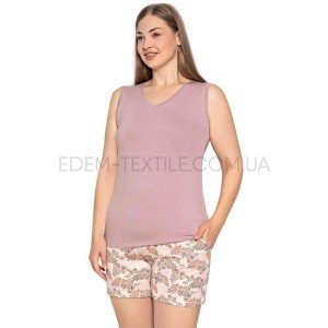 Пижама из вискозы Шорты Майка Батал 17270 Пудровый, 4XL
