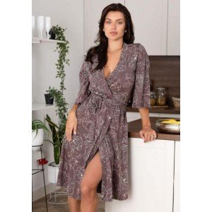 Элегантный трикотажный халат на запах 1223 Мокко, 3XL