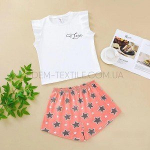 Пижама Saimeiqi женская с шортами Звезды 6094 Персиковый, XL