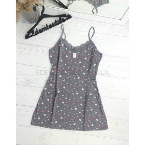 Ночнушка HNX на бретелях с принтом Листочки