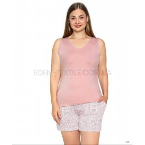 Пижама Батал Шорты с карманами и Майка 17271 Персиковый, 4XL