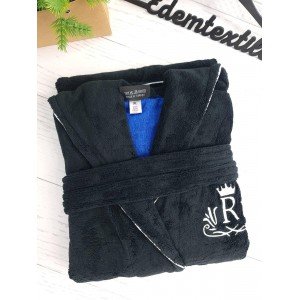 Мужской теплый домашний халат с капюшоном 403 антрацит, 2XL