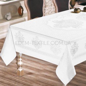 Чудесная скатерть на стол Жаккард Tablecloth Mod 5 Белый, 140х180