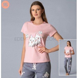 Піжама футболка и штаны Hello Rubina 5783 Розовый, L