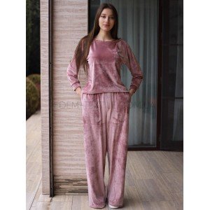 Костюм с широкими брюками Lingerie 170706 Велюр Пудровый, 2XL